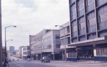 The Moor showing (right) Debenhams, department store