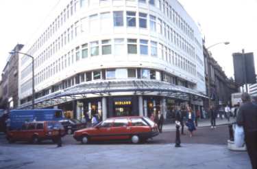 Midland Bank, junction of Fargate, High Street and Church Street, known as 'Coles Corner'