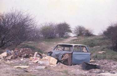 Burnt out car, Tinsley Park Wood