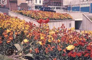 Flower beds in Charter Square roundabout
