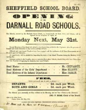 Sheffield School Board - opening of the Darnall Road Schools for boys, girls and infants