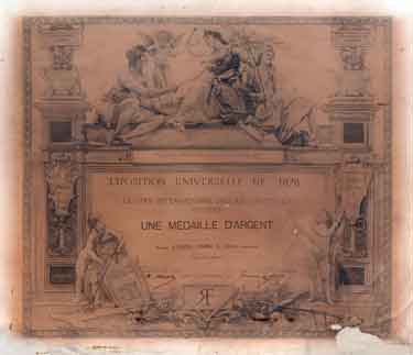 Exposition Universelle de 1878 certificates of awards: Saynor, Cook and Ridal