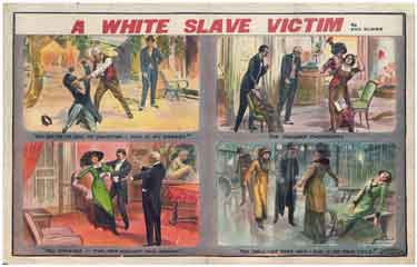 Poster advertising 'A White Slave Victim' by Eva Elwes and showing at the Alexandra Theatre on October 28th and week and August 11th and week 