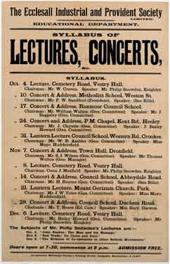 Ecclesall Industrial and Provident Society Ltd Education Department - syllabus of lectures and concerts, etc.