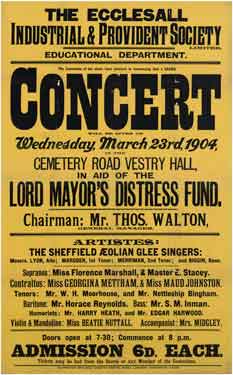 Ecclesall Industrial and Provident Society Ltd Education Department - Grand Concert In aid of Lord Mayor's distress fund, 23rd March, 1904