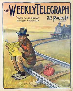 Sheffield Weekly Telegraph poster: finest tale of a railway haccident [sic] I hever [sic] read