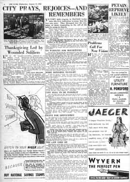 The Star, City Prays, Rejoices and Remembers [VJ Day]