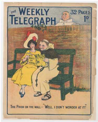Sheffield Weekly Telegraph poster: The prior on the wall; 'Well, I don't wonder at it!'