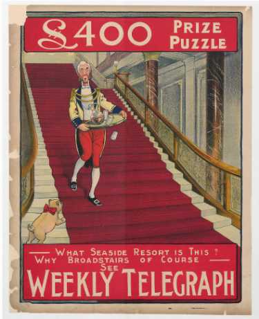 Sheffield Weekly Telegraph poster: £400 prize puzzle. What seaside resort is this? Why Broadstairs of course
