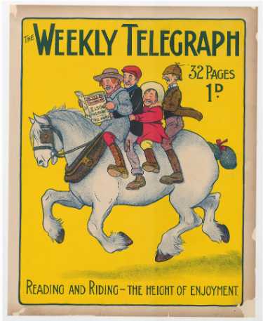 Sheffield Weekly Telegraph poster: Reading and riding - the height of enjoyment