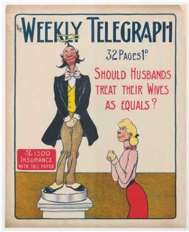 Sheffield Weekly Telegraph poster: Should husbands treat their wives as equals?