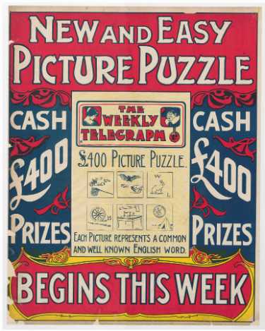 Sheffield Weekly Telegraph poster: New and easy picture puzzle. Cash £400 prizes