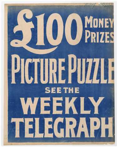Sheffield Weekly Telegraph poster: Picture puzzle. £100 money prizes