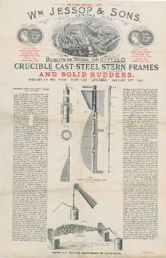 William Jessop and Sons Ltd: advertisement for crucible cast-steel stern frames and solid rudders