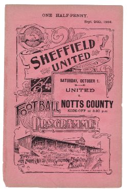 Sheffield United Football Club programme advertising the forthcoming match against Notts County