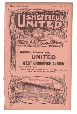 Sheffield United Football Club programme advertising the forthcoming match against West Bromwich Albion