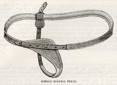 Single scrotal truss produced by Ellis, Son and Paramore, wholesale and retail manufacturers of surgical instruments and appliances, No. 3 King Street Works, Spring Street