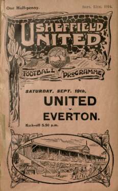 Cover of programme for forthcoming match, Sheffield United FC v. Everton FC, Saturday, September 19th 1914