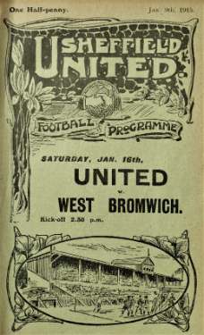 Cover of programme for forthcoming match, Sheffield United FC v. West Bromwich FC, Saturday, 16th January 1915