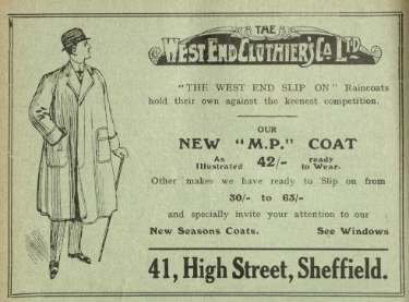 Advertisement for The West End Clothier's Co. Ltd., tailors and outfitters, No. 41 High Street
