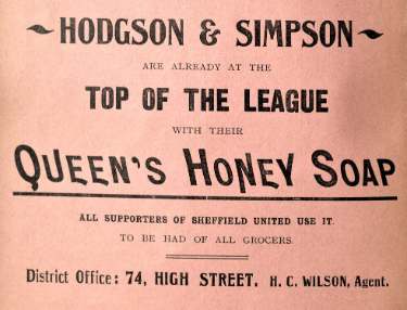 Advertisement for Hodgson and Simpson, grocers, No. 74 High Street (District office)