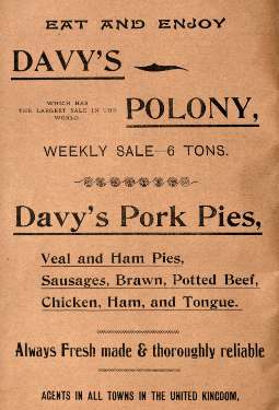 Advertisement for Davy's polony [probably Arthur Davy and Sons Ltd., provision merchants]