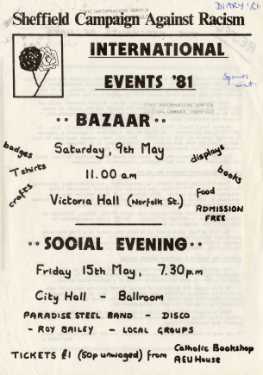 Sheffield Campaign Against Racism - International events '81 (front)