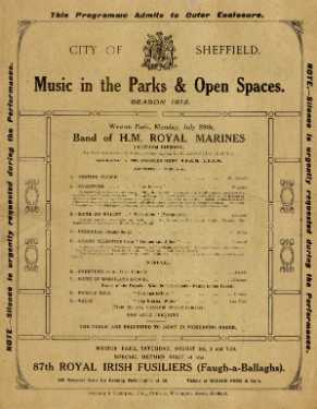 Programme for the Music in the Parks and Open Spaces season 1912: Weston Park