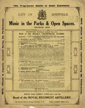 Programme for the Music in the Parks and Open Spaces season: Weston Park
