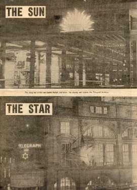 Christmas decorations and illuminations at (top) Castle Market and (bottom) the old [Sheffield] Telegraph buildings, High Street