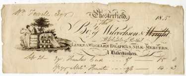 Billhead for Thos. Wilcockson, wholesale and retail linen and woollen drapers, silk mercers [and] haberdashers, Chesterfield [Derbyshire]