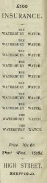 Advertisement for The Waterbury watch, [unidentified shop], High Street