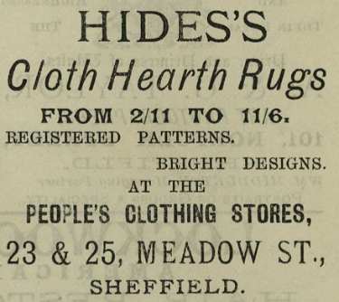 Advertisement for Hide's, [furnishing fabric shop], Nos. 23 and 25 Meadow Street