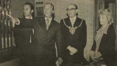 Lord Mayor, Councillor Reginald E. Munn visiting the Register Office (known as the Wedding Cake) (part of Sheffield City Council's Administration and Legal Department)