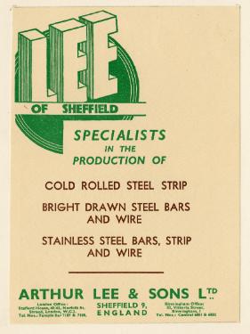 (Lee of Sheffield Ltd.) Arthur Lee and Sons Ltd., [steel manufacturers, Trubrite Steelworks, Meadowhall]