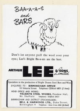 (Lee of Sheffield Ltd.) Arthur Lee and Sons Ltd., steel manufacturers, Trubrite Steelworks, Meadowhall