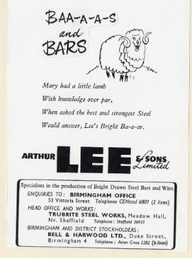 (Lee of Sheffield Ltd.) Arthur Lee and Sons Ltd., steel manufacturers, Trubrite Steelworks, Meadowhall