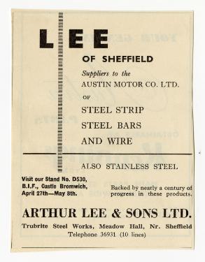 (Lee of Sheffield Ltd.) Arthur Lee and Sons Ltd., steel manufacturers, Trubrite Steelworks, Meadowhall