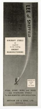 Aircraft steels by (Lee of Sheffield Ltd.) Arthur Lee and Sons Ltd., steel manufacturers, Sheffield