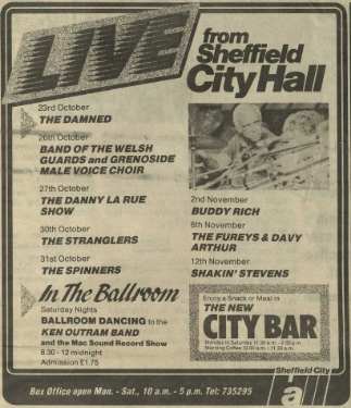 Advertisement for musical events and ballroom dancing, City Hall, Barkers Pool