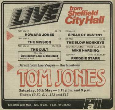 Advertisement for musical events, City Hall, Barkers Pool