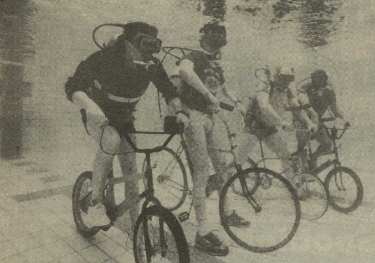 Underwater cycling at Sheaf Valley Swimming Baths, Harmer Lane