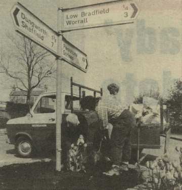 Sheffield City Council Recreation Department workers planting flowers at Bradfield as part of the Britain in Bloom competition