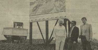 Councillor David Skinner, Chairman of City Cooncil Planning Committee (1st left) and planners (centre) David Mather and (right) Rob Pearson viewing the construction of the East End Park (Don Valley Bowl)