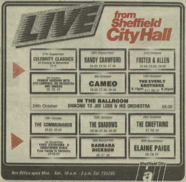 Advertisement for musical events, City Hall, Barkers Pool