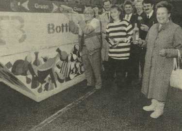 Councillor Jim Moore launching a new bottle bank recycling scheme at Gateway Supermarket, Ecclesall Road