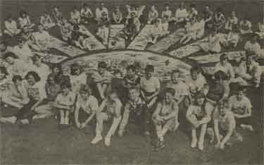 Banners for Sheffield International Children's Festival made by pupils from Shiregreen Middle, Malin Bridge Junior, Hinde House and Wisewood schools