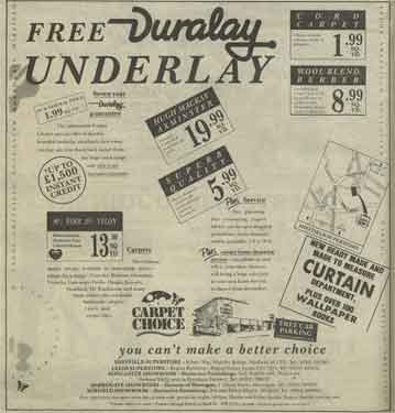 Advertisement for Carpet Choice, Kilner Way, Wadsley Bridge