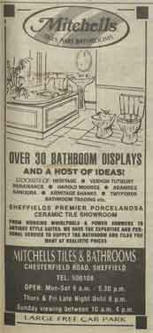Advertisement for Mitchell's Tiles and Bathrooms, Chesterfield Road