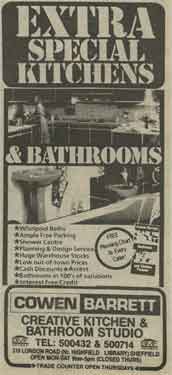 Advertisement for Cowen Barrett Ltd., creative kitchen and bathroom studio, No. 319 London Road